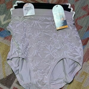 Bali Grey & Black Lace High-Waist Briefs Set